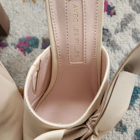 Avec Les Filles Blush Bow Block Heel Mules - Picture 5 of 10